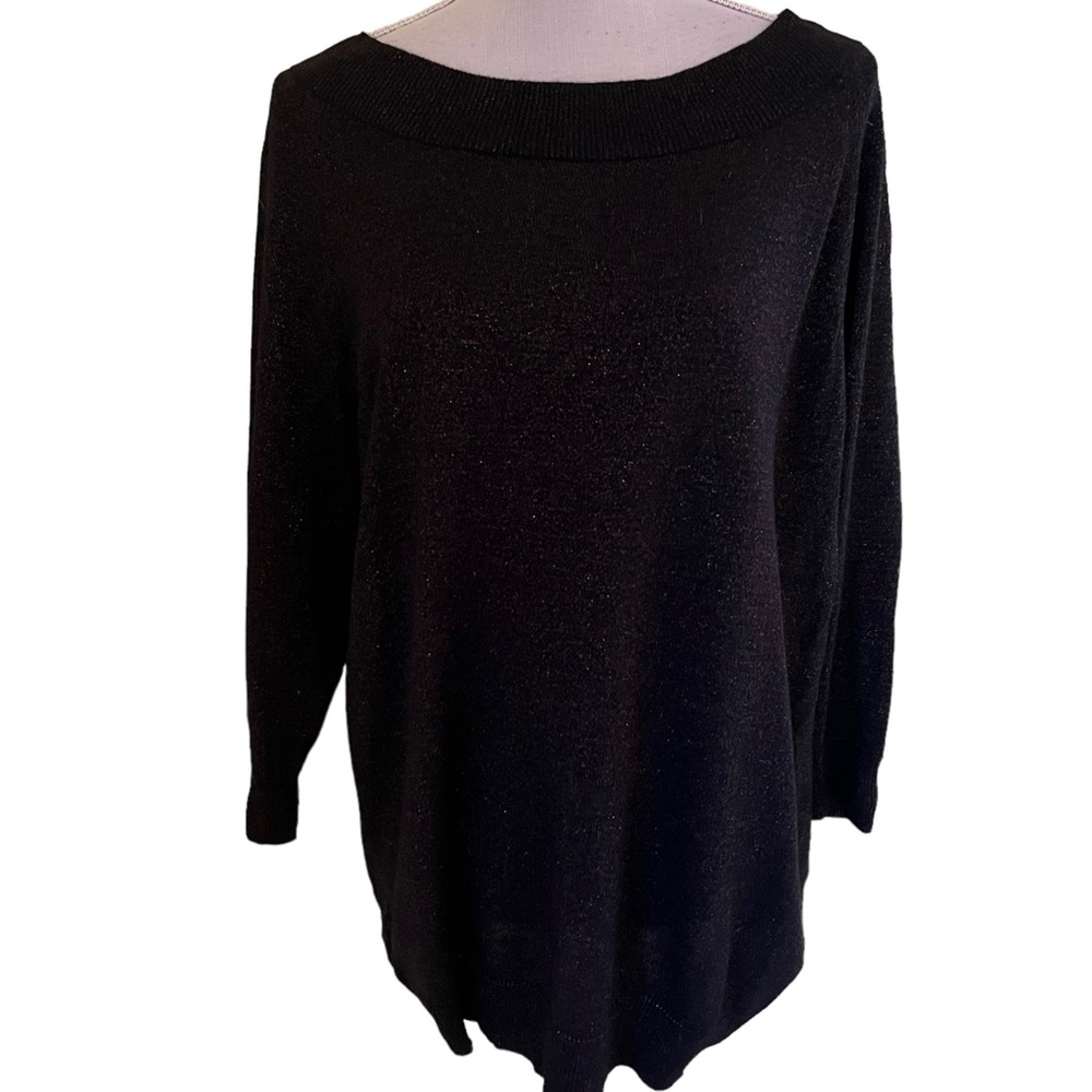 Lane Bryant Black with Gold Lurex Wide Neck Pullover Sweater 18/20